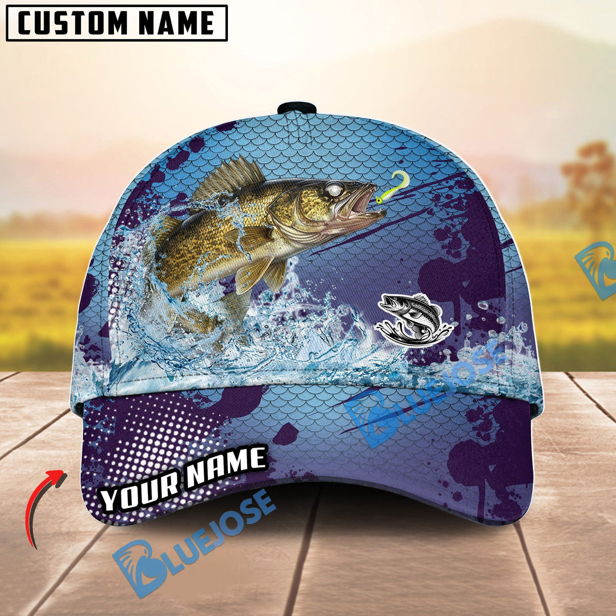 BlueJose Fishing Blue Wave Personalized Cap (13 Breeds)