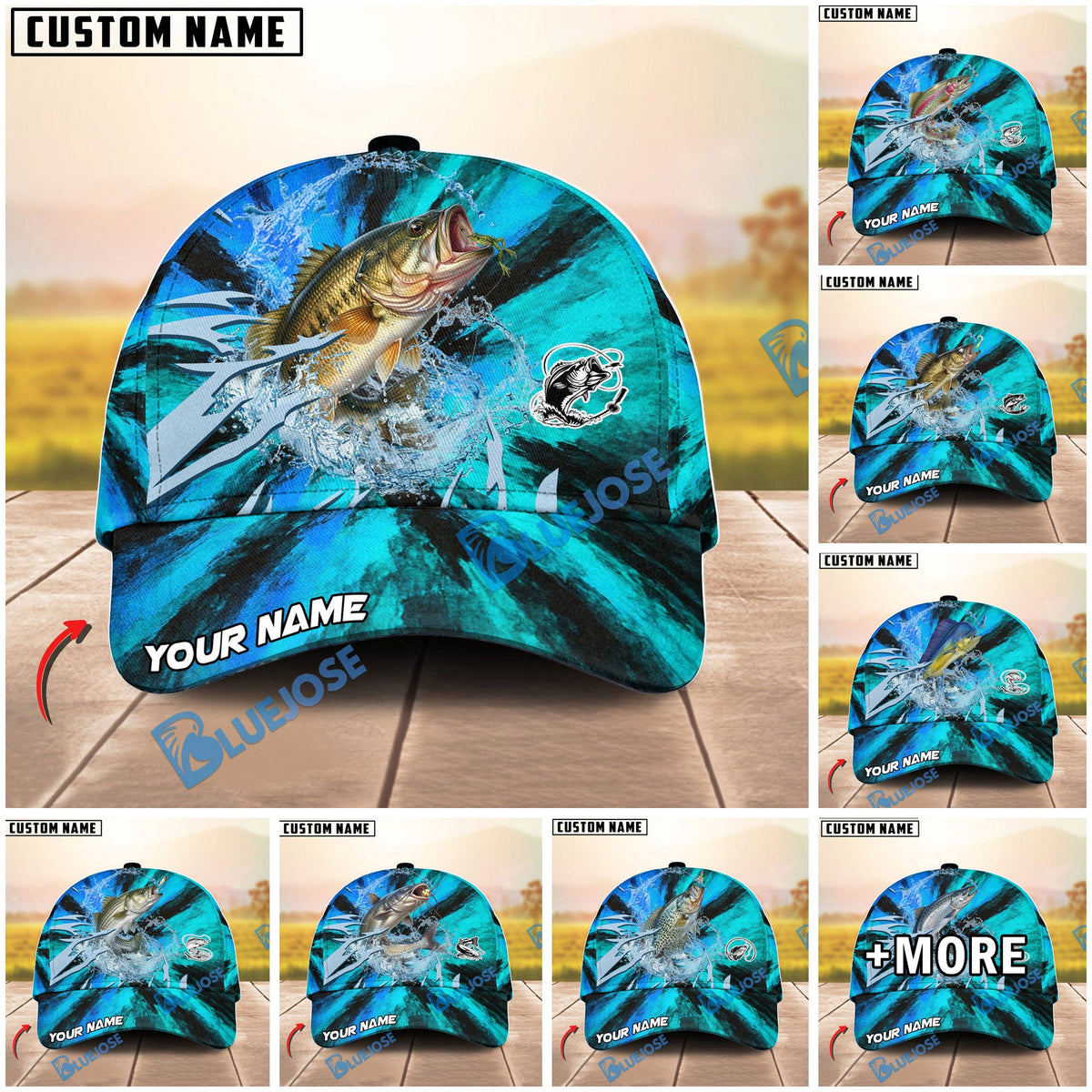BlueJose Fishing Sharp Strike Personalized Cap (13 Breeds)