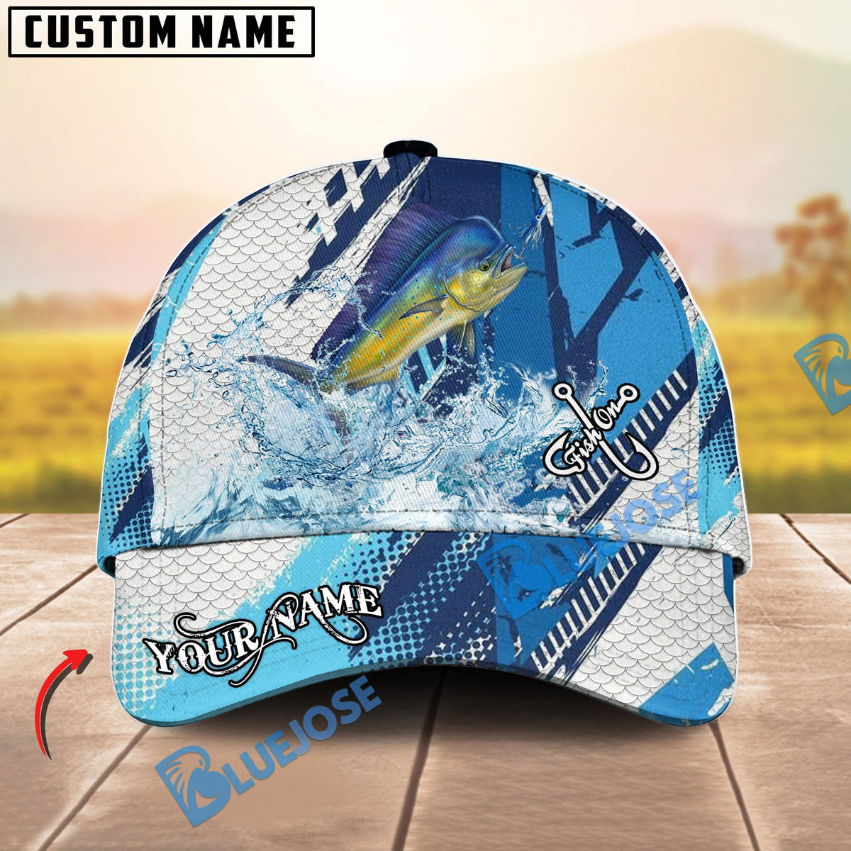 BlueJose Fishing Technical Fish Scale Personalized Cap (13 Breeds)