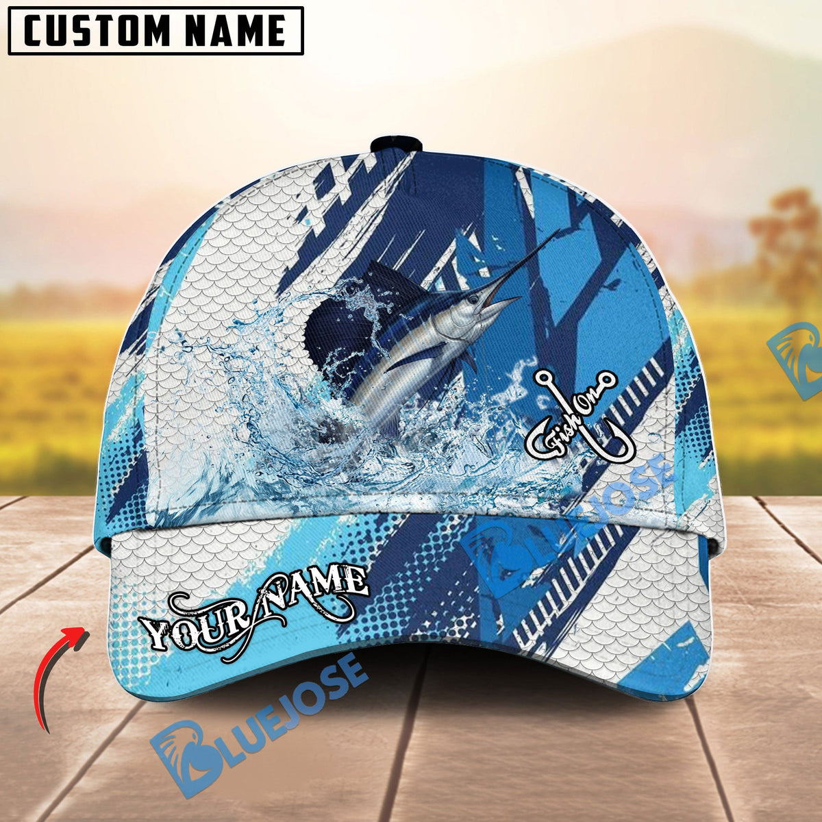 BlueJose Fishing Technical Fish Scale Personalized Cap (13 Breeds)