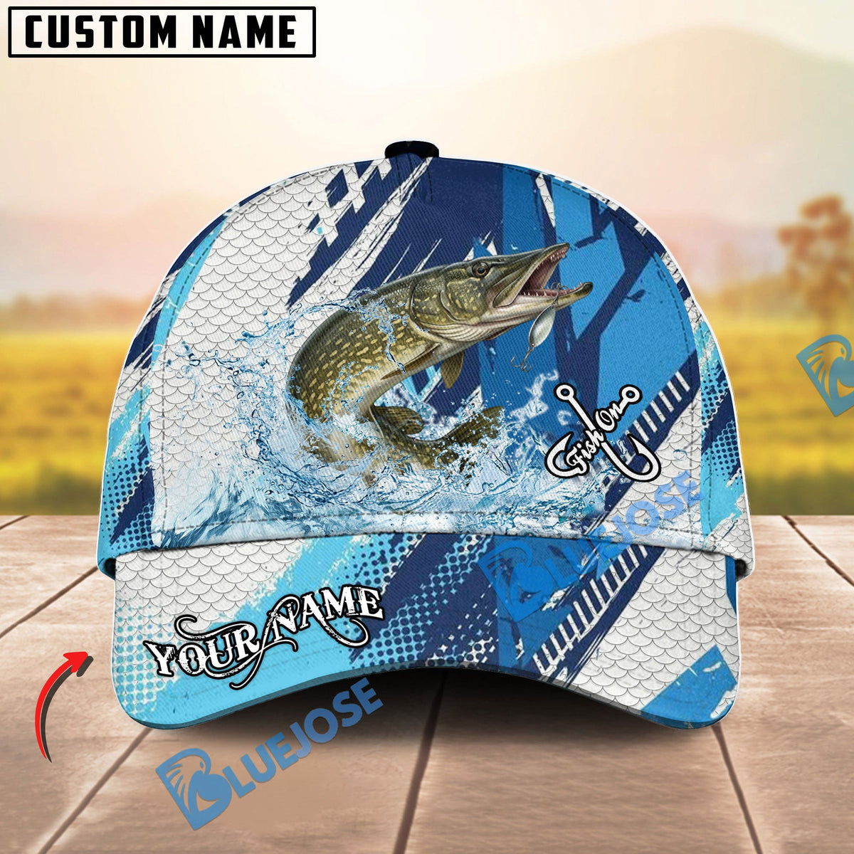 BlueJose Fishing Technical Fish Scale Personalized Cap (13 Breeds)