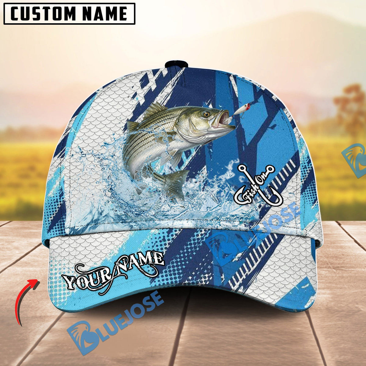 BlueJose Fishing Technical Fish Scale Personalized Cap (13 Breeds)
