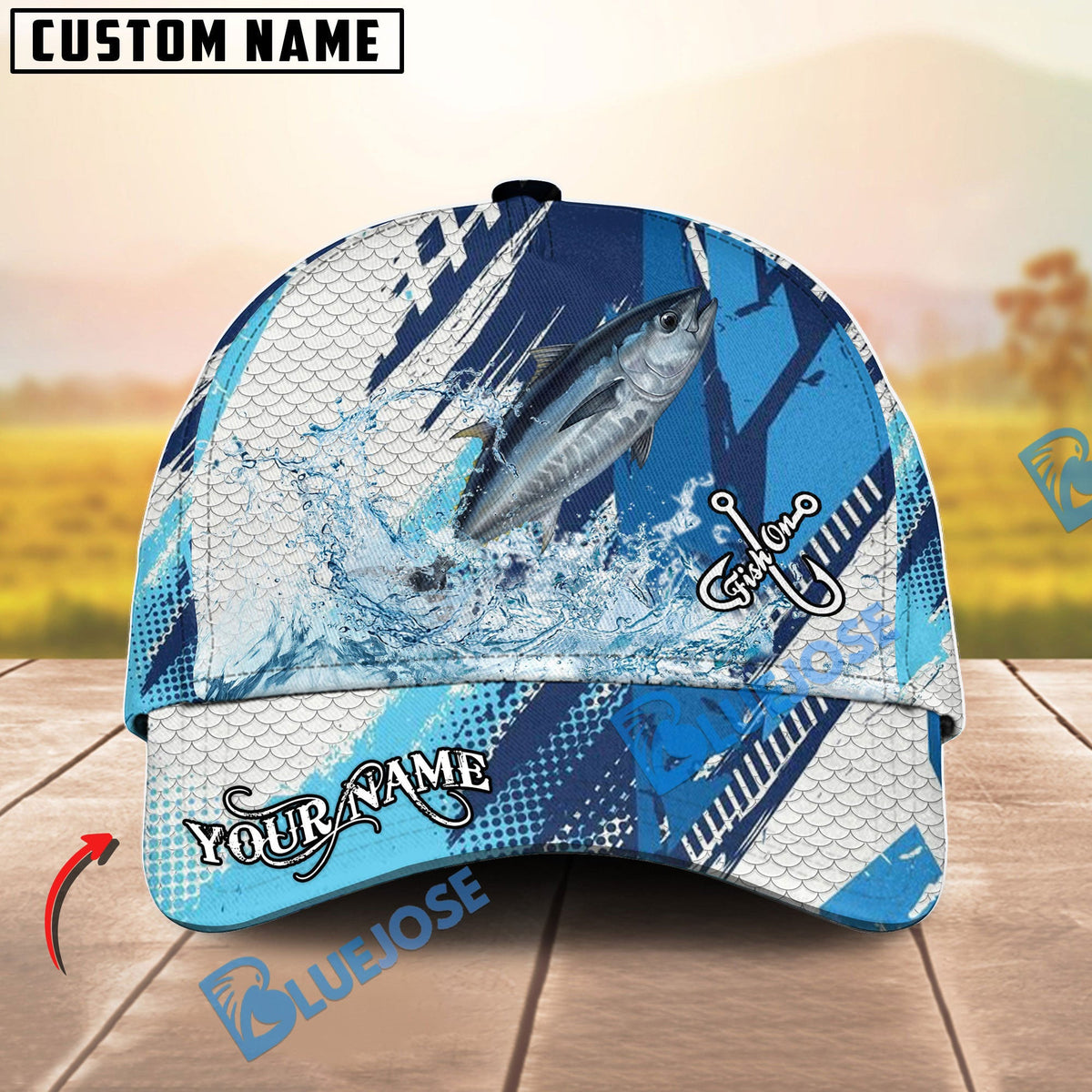 BlueJose Fishing Technical Fish Scale Personalized Cap (13 Breeds)