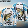 BlueJose Crappie Fishing Blue Camo White Pattern Sport Custom Name & Team Name 3D Shirts