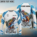 BlueJose Trout Fishing Blue Camo White Pattern Sport Custom Name & Team Name 3D Shirts