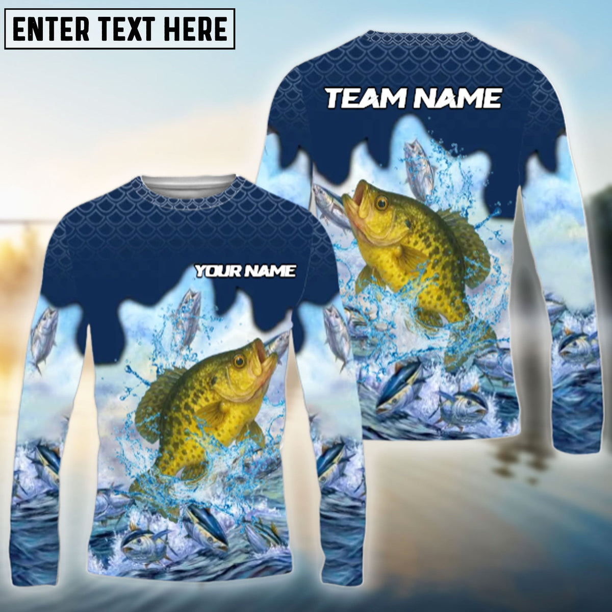 BlueJose Crappie Fishing Sea Hunt Hook Name & Team Name 3D Shirts