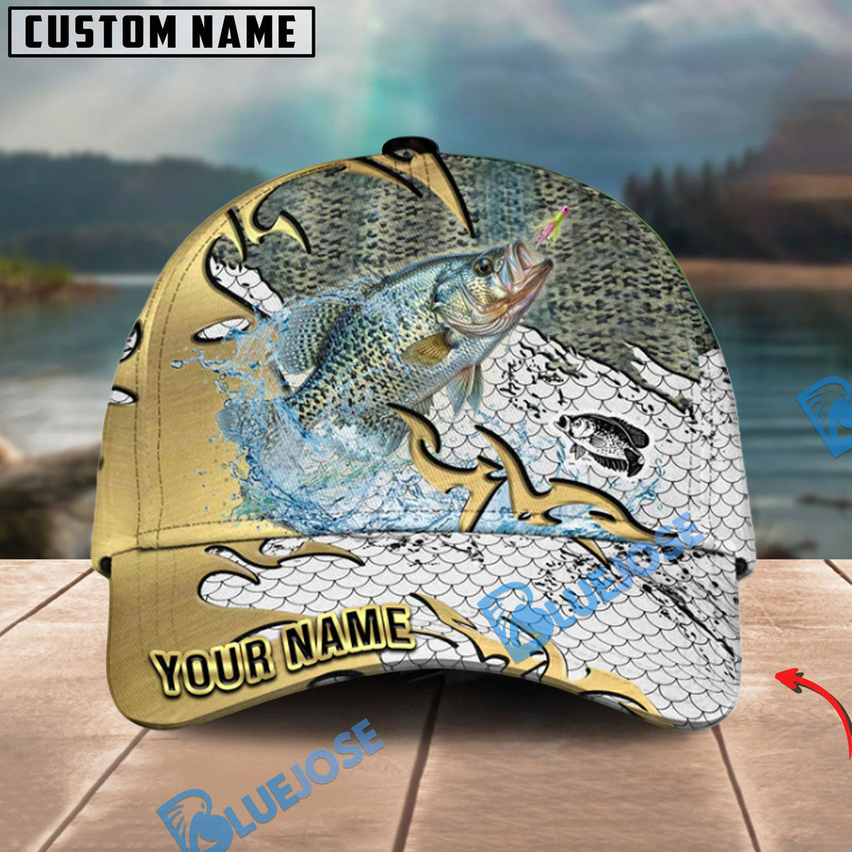 BlueJose Fishing Gold Scale Personalized Cap (13 Breeds)