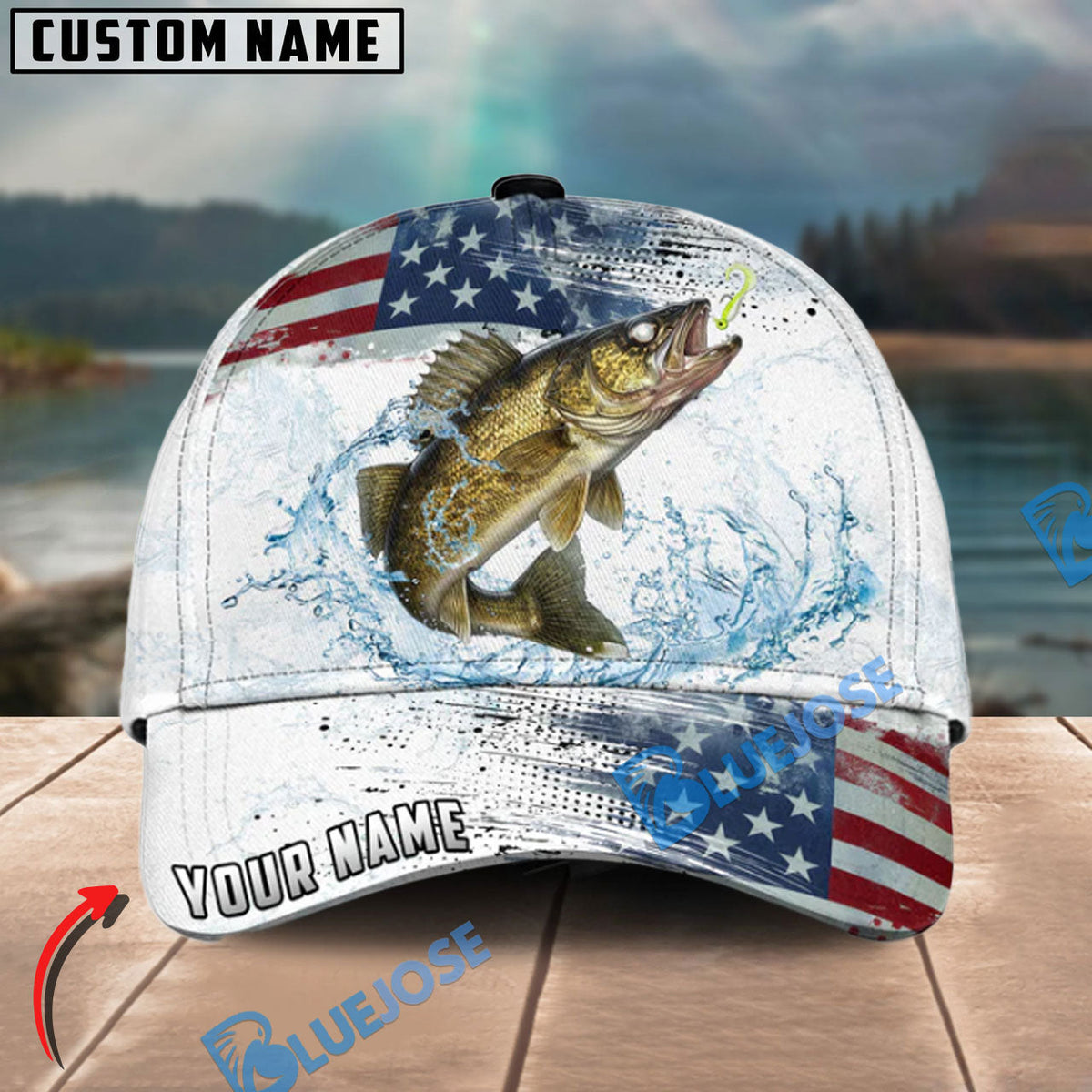 BlueJose Fishing Patriot Hunter Personalized Cap (13 Breeds)