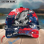 BlueJose Fishing Patriotic Grunge Splatter Personalized Cap (13 Breeds)