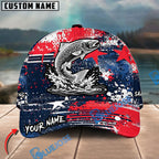 BlueJose Fishing Patriotic Grunge Splatter Personalized Cap (13 Breeds)