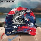 BlueJose Fishing Patriotic Grunge Splatter Personalized Cap (13 Breeds)