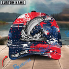 BlueJose Fishing Patriotic Grunge Splatter Personalized Cap (13 Breeds)