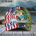 BlueJose Personalized Bass Skin American Flag Fishing Classic Cap