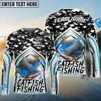 BlueJose Catfish Fishing Black Camo Sport Custom Name & Team Name 3D Shirts