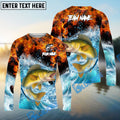 BlueJose Walleye Fishing Sea Fire Design Name & Team Name 3D Shirts