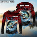 BlueJose Crappie Fishing Red Grunge Camo Design Name & Team Name 3D Shirts
