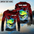 BlueJose Mahi Mahi Fishing Red Grunge Camo Design Name & Team Name 3D Shirts