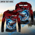 BlueJose Marlin Fishing Red Grunge Camo Design Name & Team Name 3D Shirts
