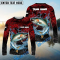 BlueJose Salmon Fishing Red Grunge Camo Design Name & Team Name 3D Shirts