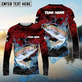 BlueJose Trout Fishing Red Grunge Camo Design Name & Team Name 3D Shirts