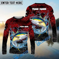 BlueJose Tuna Fishing Red Grunge Camo Design Name & Team Name 3D Shirts