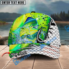 BlueJose Fishing Hook White Fish Scale American Flag Personalized Name Classic 3D Cap Personalized Cap (13 Breeds)