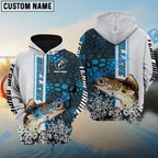 BlueJose Walleye Fishing Blue Fin Bling Camo Sport Custom Name & Team Name 3D Shirts