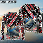 BlueJose Catfish Fishing Red Grunge Camo Custom Name & Team Name 3D Shirts