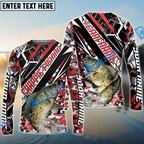 BlueJose Crappie Fishing Red Grunge Camo Custom Name & Team Name 3D Shirts