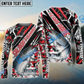 BlueJose Salmon Fishing Red Grunge Camo Custom Name & Team Name 3D Shirts