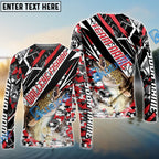 BlueJose Walleye Fishing Red Grunge Camo Custom Name & Team Name 3D Shirts