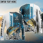 BlueJose Crappie Fishing Blue Fin Bling Camo Sport Custom Name & Team Name 3D Shirts