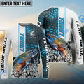BlueJose Trout Fishing Blue Fin Bling Camo Sport Custom Name & Team Name 3D Shirts