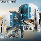 BlueJose Walleye Fishing Blue Fin Bling Camo Sport Custom Name & Team Name 3D Shirts