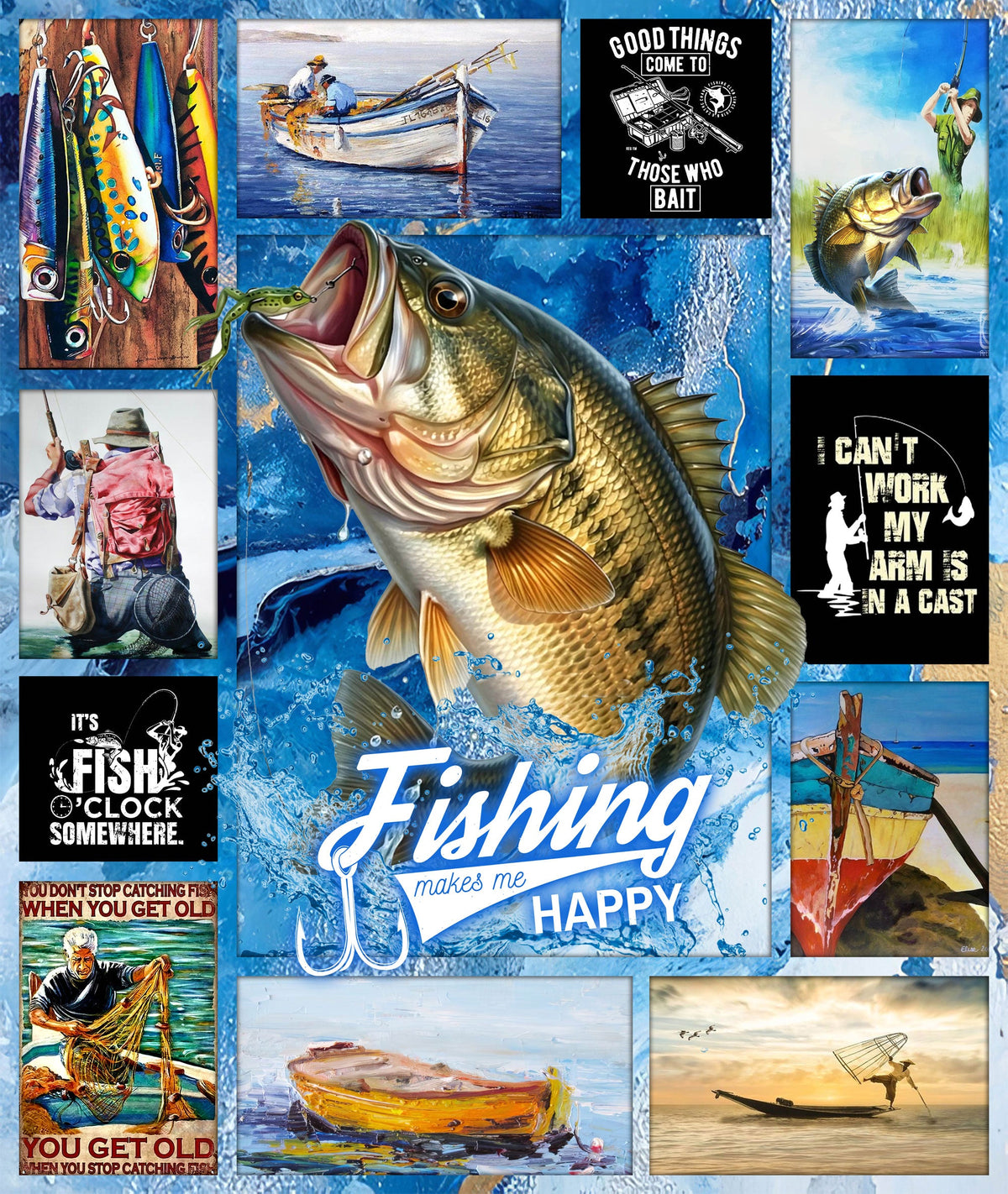 BlueJose Bass Fishing Lovers Blanket