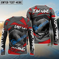 BlueJose Catfish Fishing Red Gray Spinning Pattern Custom Name & Team Name 3D Shirts