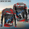 BlueJose Crappie Fishing Red Gray Spinning Pattern Custom Name & Team Name 3D Shirts