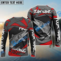 BlueJose Pike Fishing Red Gray Spinning Pattern Custom Name & Team Name 3D Shirts