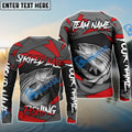 BlueJose Striped Bass Fishing Red Gray Spinning Pattern Custom Name & Team Name 3D Shirts