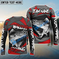 BlueJose Walleye Fishing Red Gray Spinning Pattern Custom Name & Team Name 3D Shirts