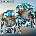 BlueJose Crappie Fishing American Flag Light Blue Camo Custom Name & Team Name 3D Shirts