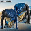 BlueJose Crappie Fishing Blue Camo Sport Rod Custom Name & Team Name 3D Shirts