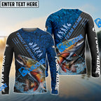 BlueJose Trout Fishing Blue Camo Sport Rod Custom Name & Team Name 3D Shirts