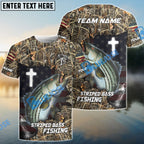 BlueJose Striped Bass Fishing Cross Camo Custom Name & Team Name 3D Shirts