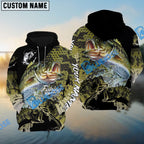 BlueJose Bass Fishing Skin Pattern Performance Fishing Custom Name Long Sleeves