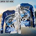 BlueJose Musky Fishing Dark Blue Skin Sport Custom Name & Team Name 3D Shirts