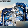 BlueJose Salmon Fishing Dark Blue Skin Sport Custom Name & Team Name 3D Shirts