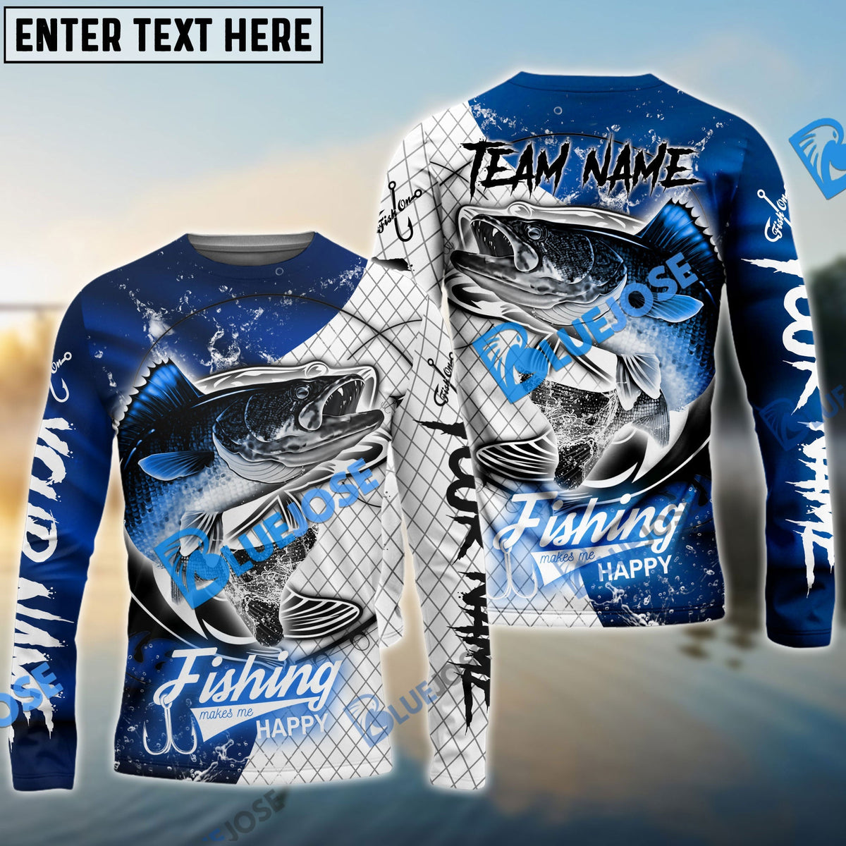 BlueJose Walleye Fishing Dark Blue Skin Sport Custom Name Windbreaker Jacket