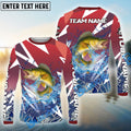 BlueJose Walleye Fishing Red Fury Pattern Custom Name & Team Name 3D Shirts