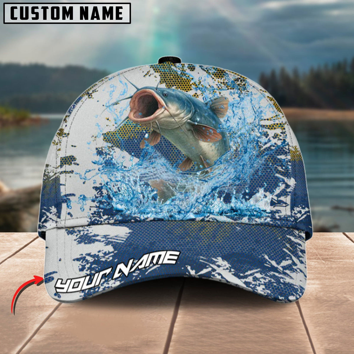 BlueJose Catfish Fishing Hooked On Victory Personalized Cap
